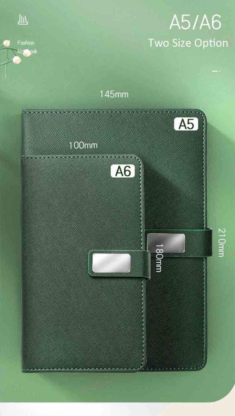 Green Leather Hardcover Notebook Paper Box Sets Customized Logo - Full ...