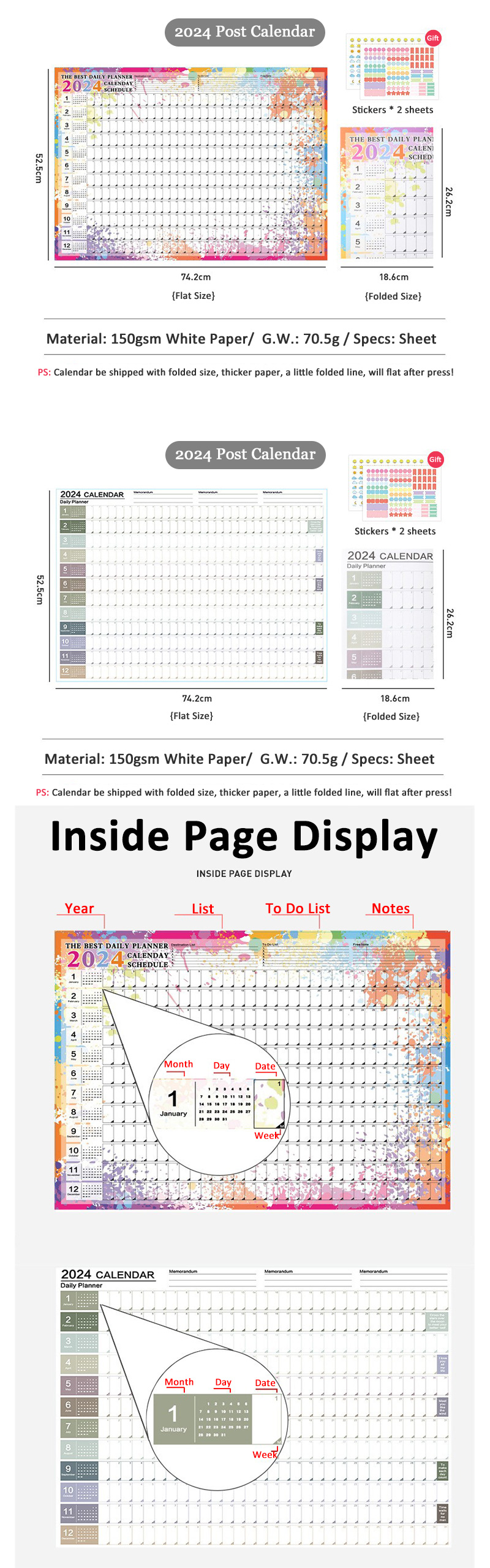 List 365 Days Daily Notes Custom Calendar Full Color Print