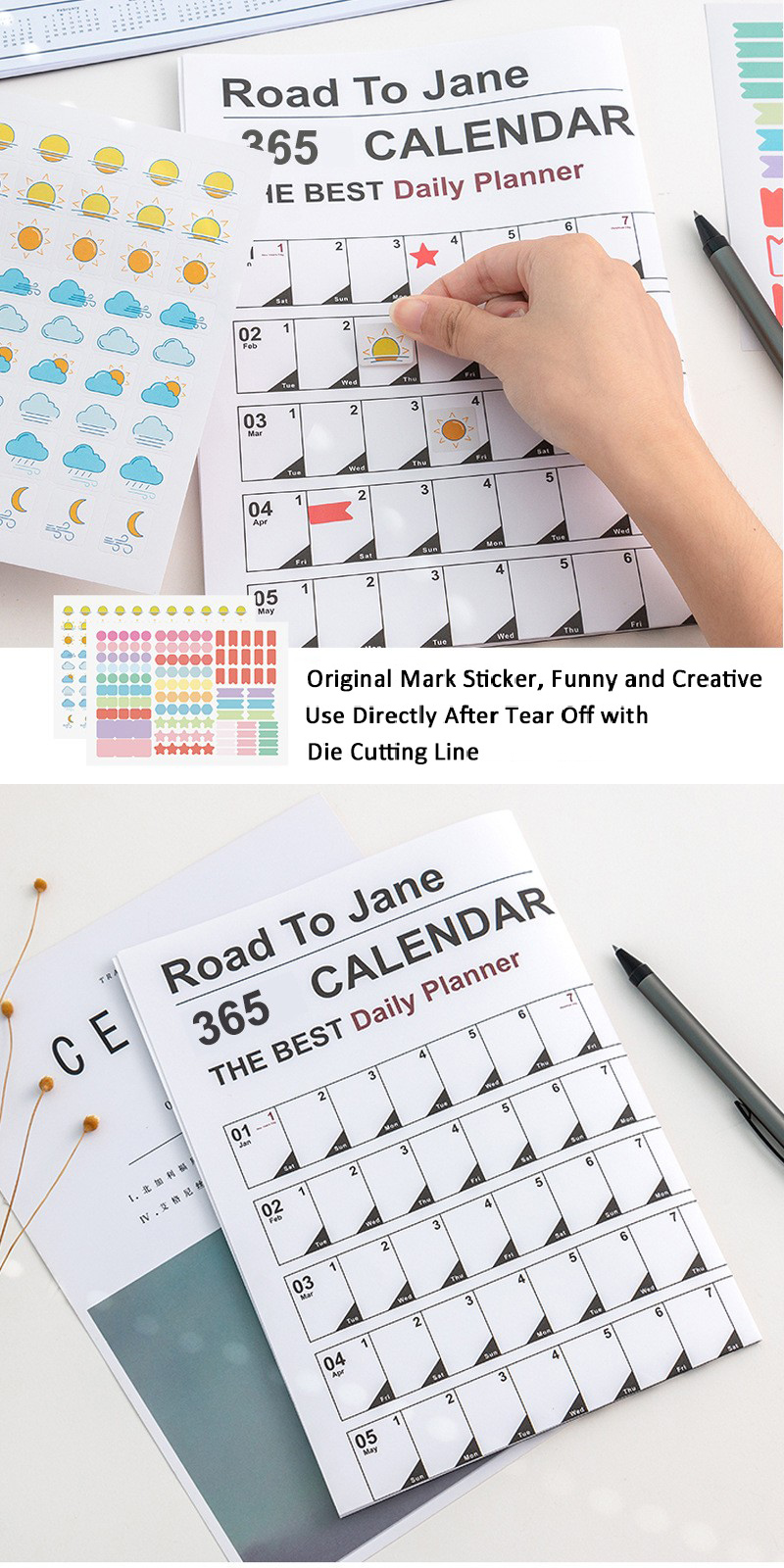 List 365 Days Daily Notes Custom Calendar Full Color Print
